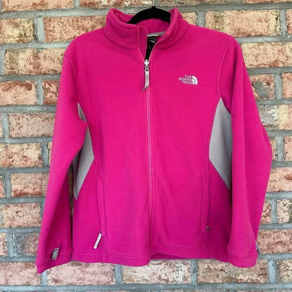 The North Face girls pink and gray fleece jacket size large